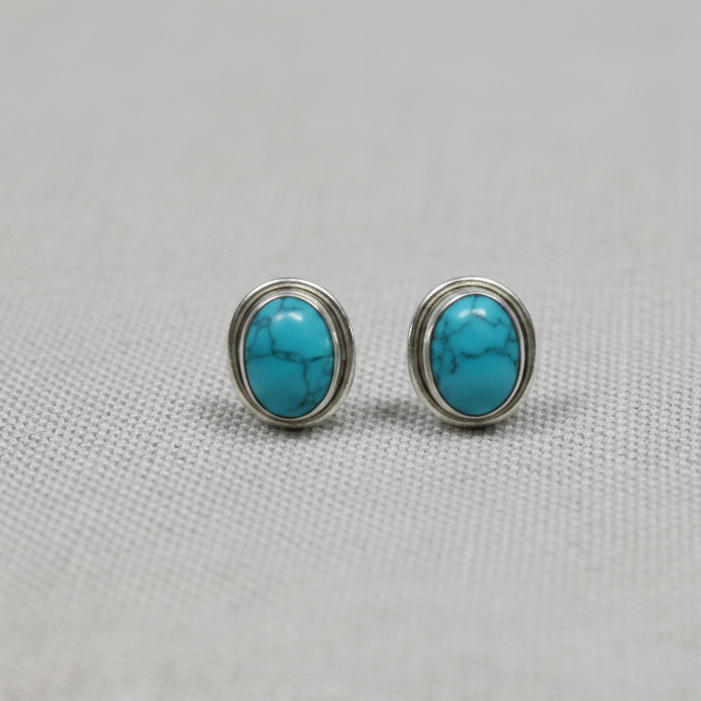 Turquoise Tide - Turquoise - 925 Sterling Silver Ear Studs