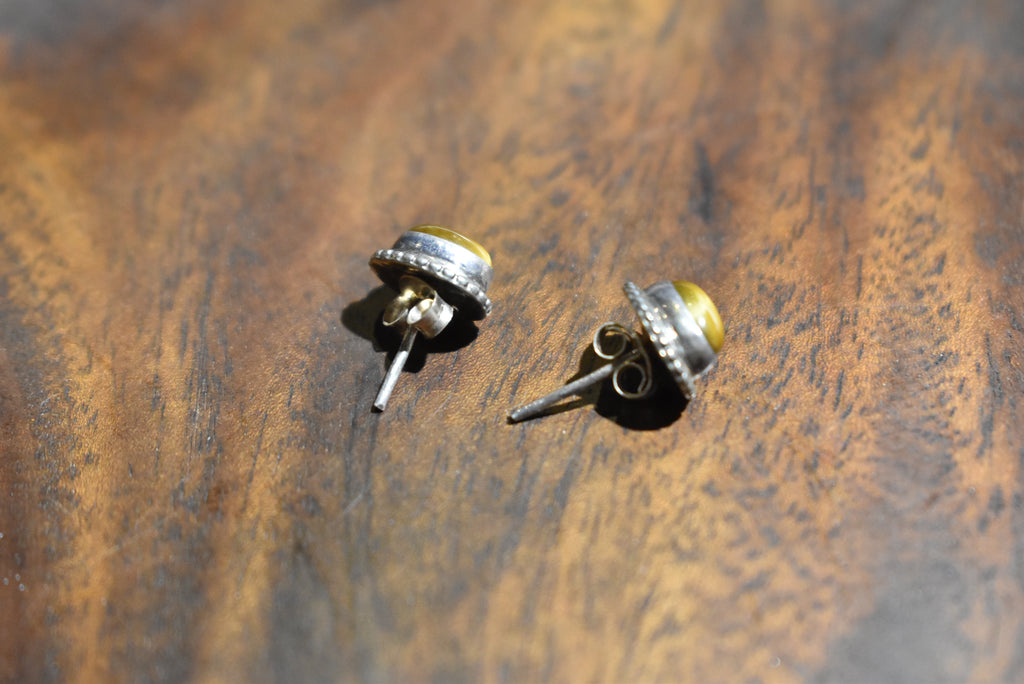 Golden Earth - Tiger's Eye - 925 Sterling Silver Ear Studs