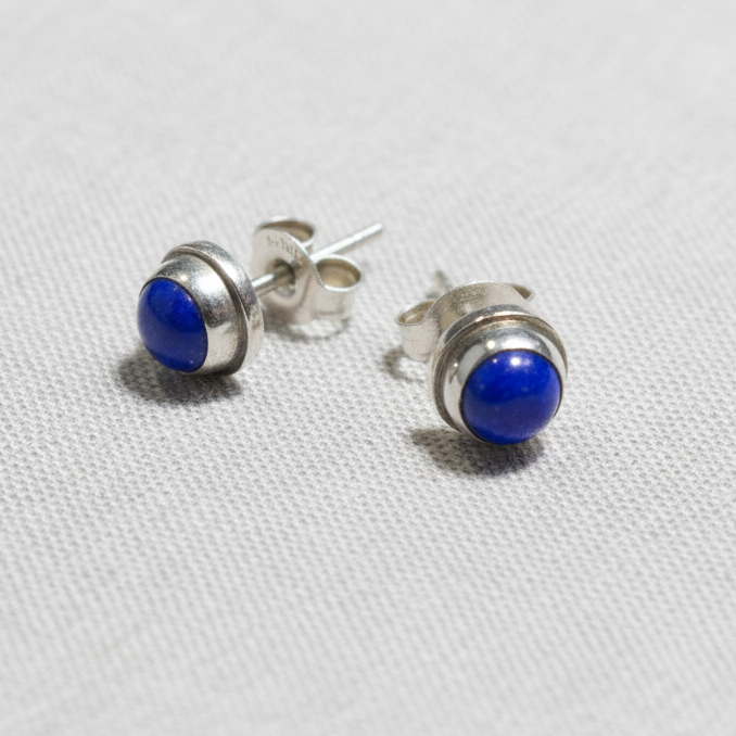 Azure Hex - Lapis Lazuli - 925 Sterling Silver Ear Studs
