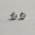 Moon Hex - Moonstone - 925 Sterling Silver Ear Studs