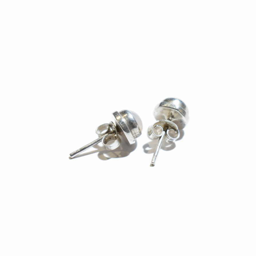 Moon Hex - Moonstone - 925 Sterling Silver Ear Studs