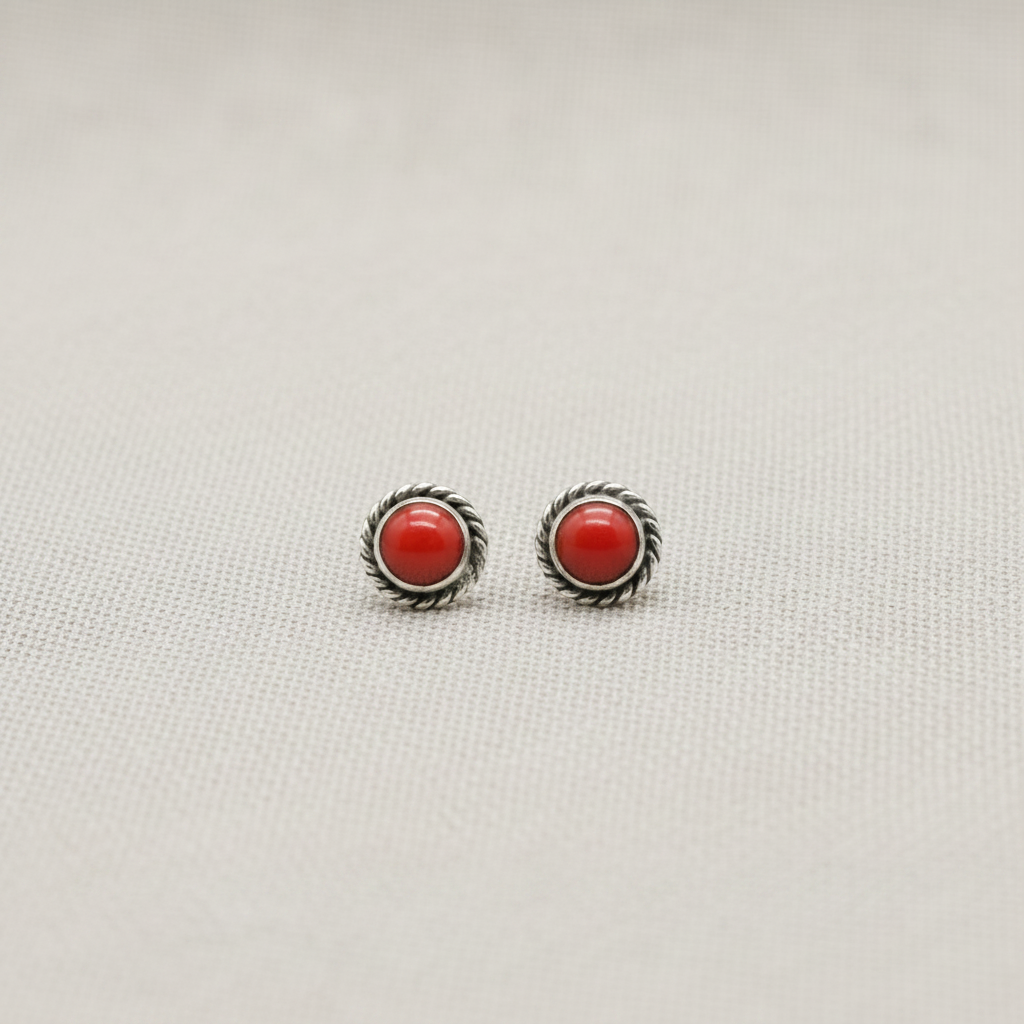 Coral Blossom - Coral - 925 Sterling Silver Ear Studs