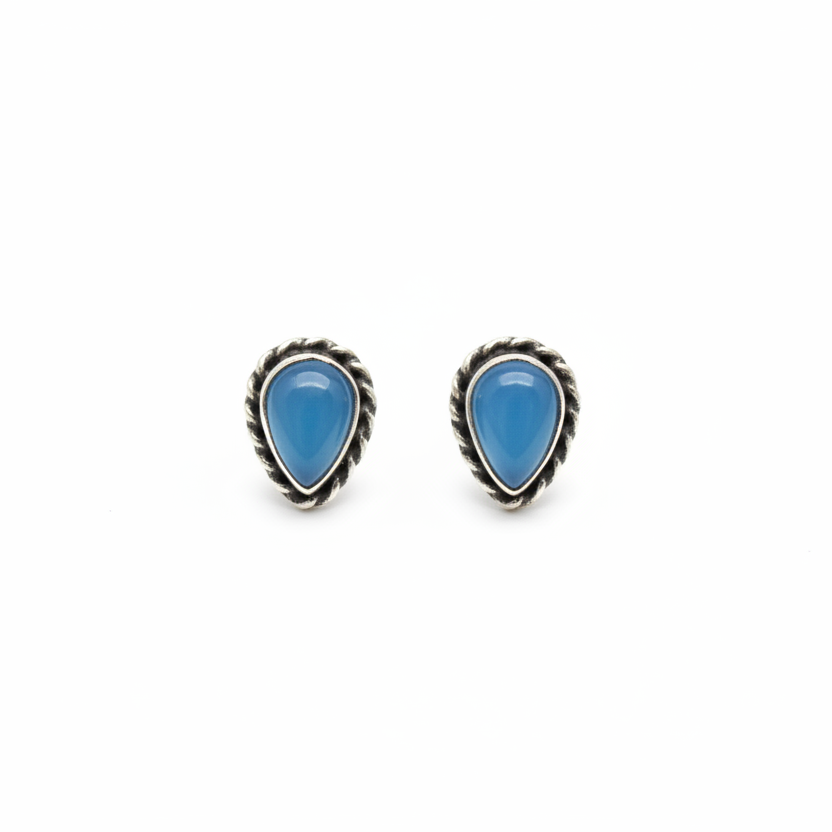 Ocean Drop - Chalcedony - 925 Sterling Silver Ear Studs