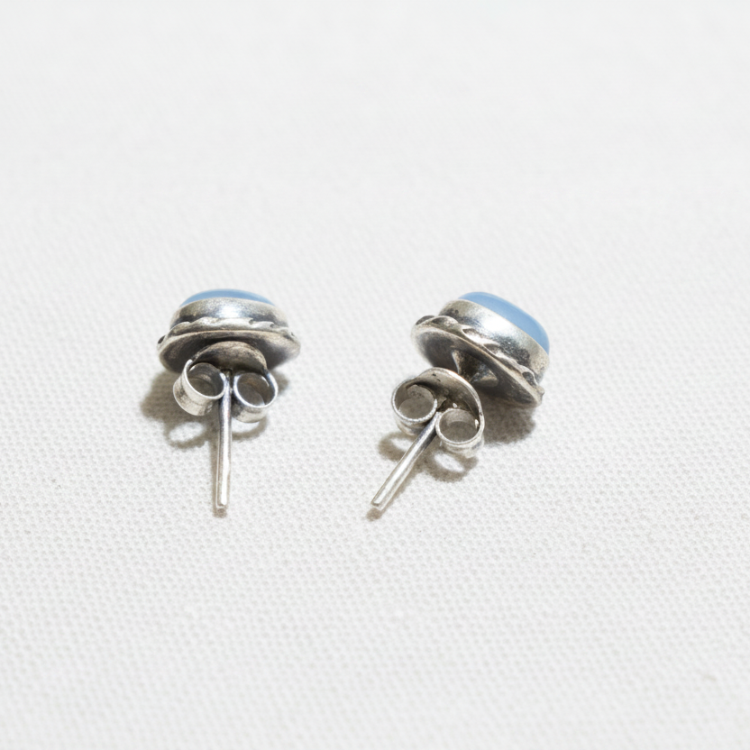 Ocean Drop - Chalcedony - 925 Sterling Silver Ear Studs