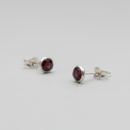 Crimson Bloom - Garnet - 925 Sterling Silver Ear Studs