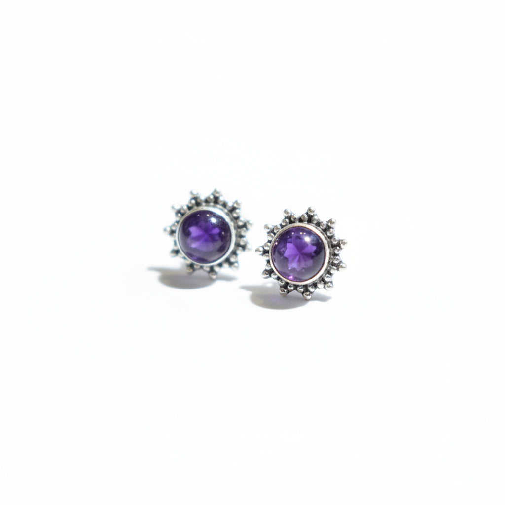 Celestial Star - Amethyst - 925 Sterling Silver Ear Studs