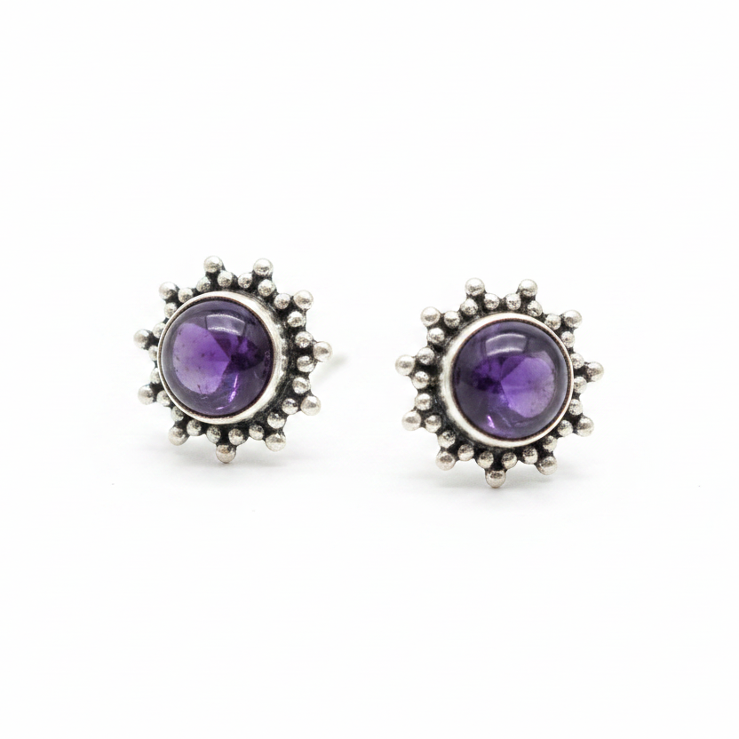 Celestial Star - Amethyst - 925 Sterling Silver Ear Studs