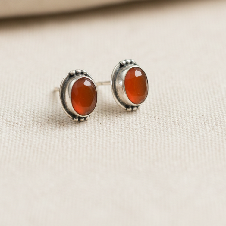 Desert Glow - Carnelian - 925 Sterling Silver Ear Studs