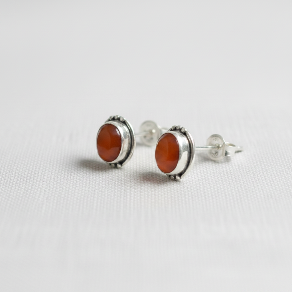 Desert Glow - Carnelian - 925 Sterling Silver Ear Studs