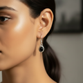 Oval Black Onyx 92.5 Sterling Silver Drop Earrings