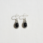 Oval Black Onyx 92.5 Sterling Silver Drop Earrings