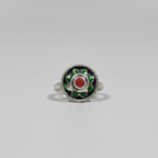 Green Enamel Ring – 92.5 Sterling Silver