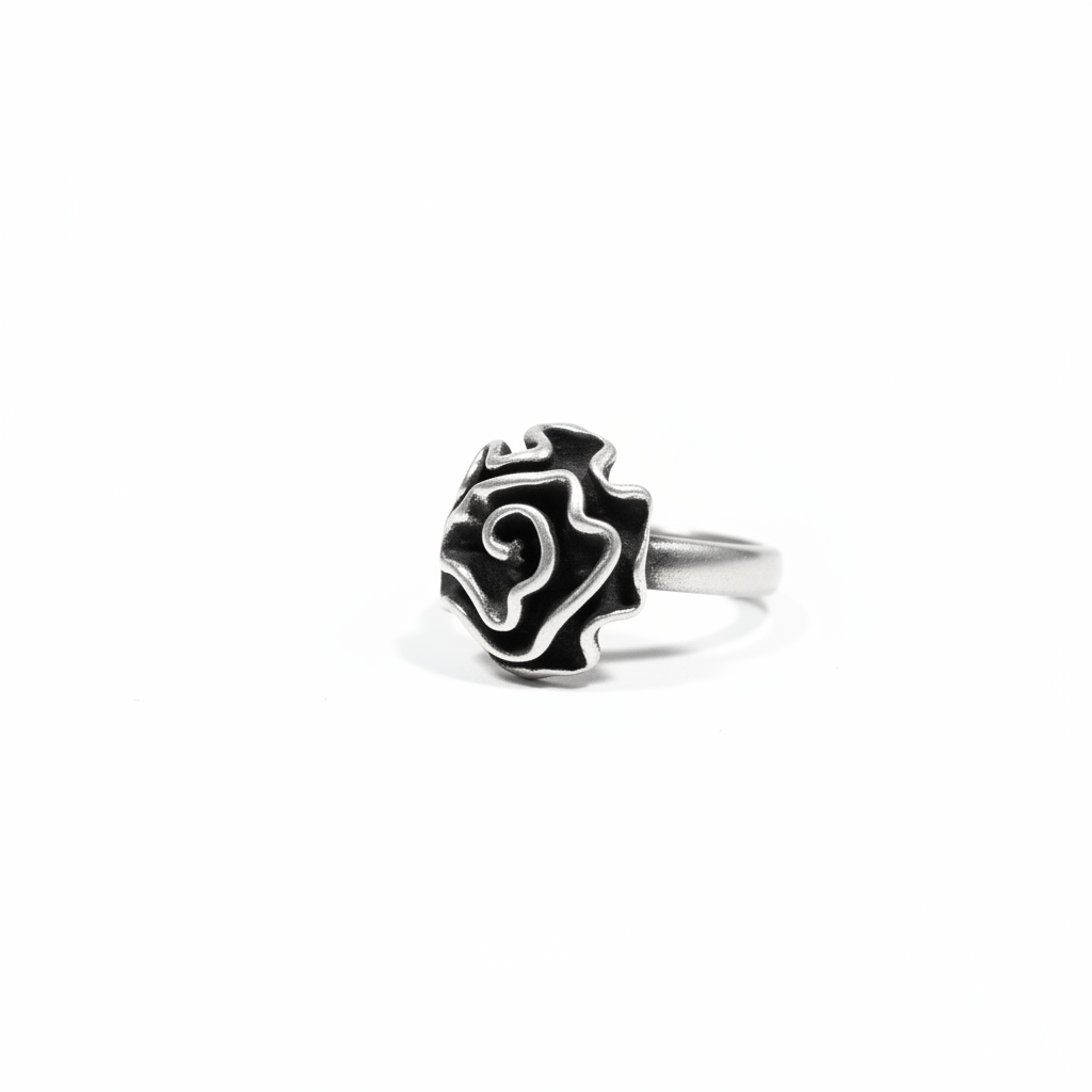 Abstract Rose Ring – 92.5 Sterling Silver