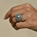 Round Floral Motif Ring – 92.5 Sterling Silver
