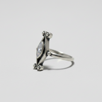 Elongated Zircon Statement Ring – 92.5 Sterling Silver