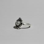 Flower Pattern Zircon Statement Ring – 92.5 Sterling Silver