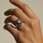 Flower Pattern Zircon Statement Ring – 92.5 Sterling Silver