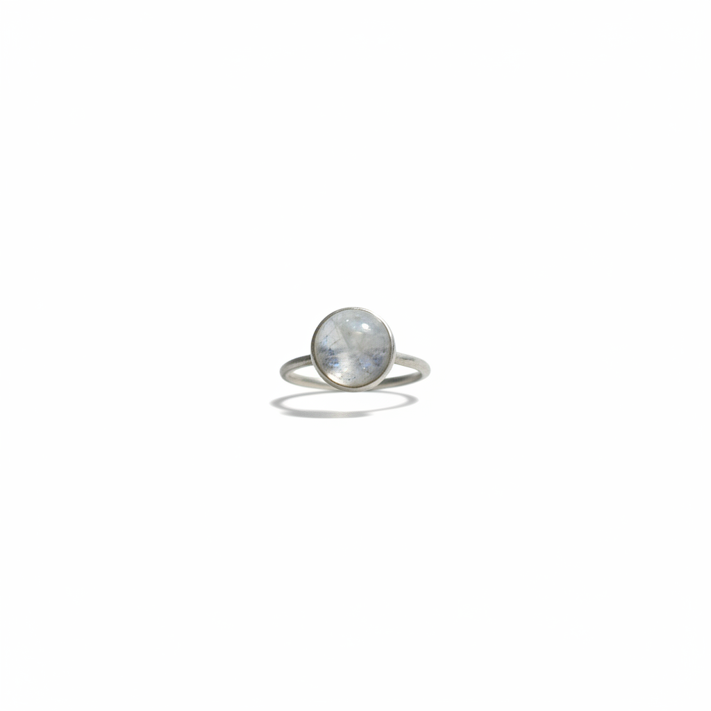 Moonstone Circle Ring – 92.5 Sterling Silver
