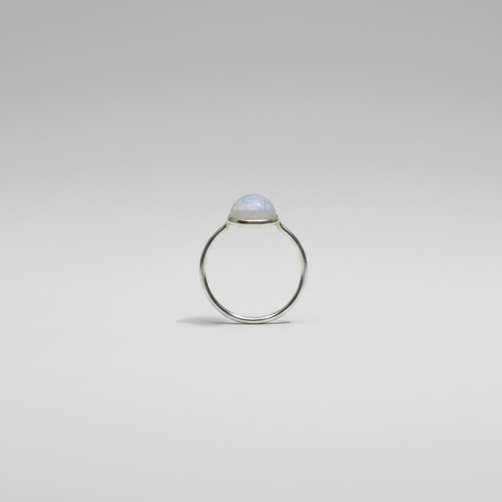 Moonstone Circle Ring – 92.5 Sterling Silver