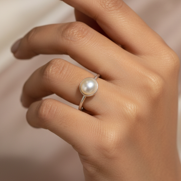 Mother of Pearl Circle Ring – 92.5 Sterling Silver