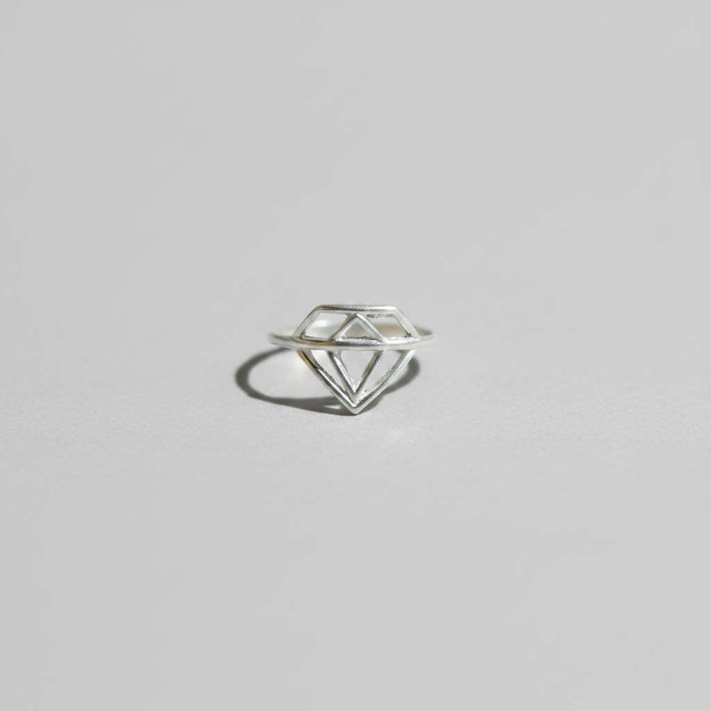 Diamond Shape Ring – 92.5 Sterling Silver