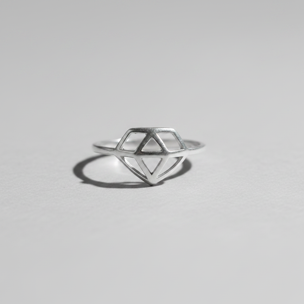 Diamond Shape Ring – 92.5 Sterling Silver