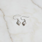 Round Mother of Pearl 92.5 Sterling Silver Drop Earrings