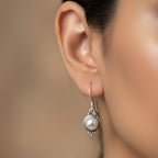 Round Mother of Pearl 92.5 Sterling Silver Drop Earrings