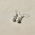 Mother of Pearl Circle & Bar 92.5 Sterling Silver Drop Earrings