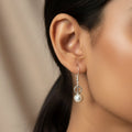 Mother of Pearl Circle & Bar 92.5 Sterling Silver Drop Earrings