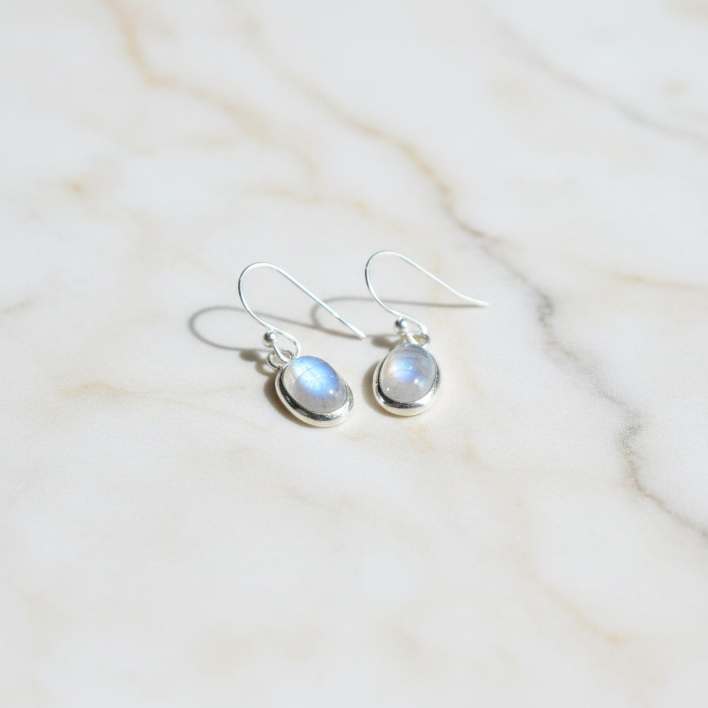 Moonstone 92.5 Sterling Silver Drop Earrings