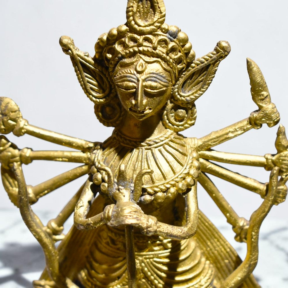 Dokra Durga Triumph Figurine