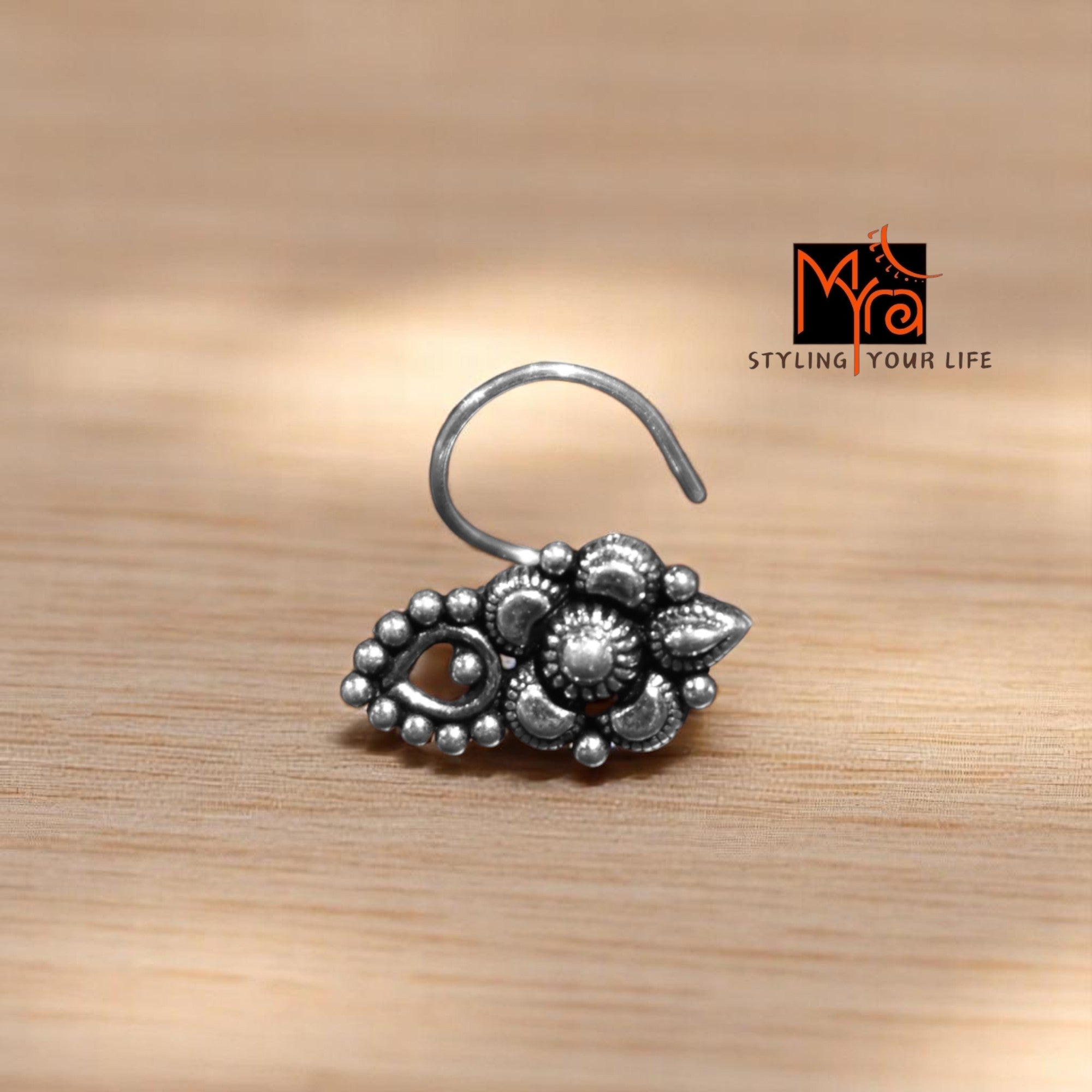 Buy pure silver dvitaa nosepin online India MYRA