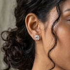 Abstract Illusion Sterling Silver Ear Tops