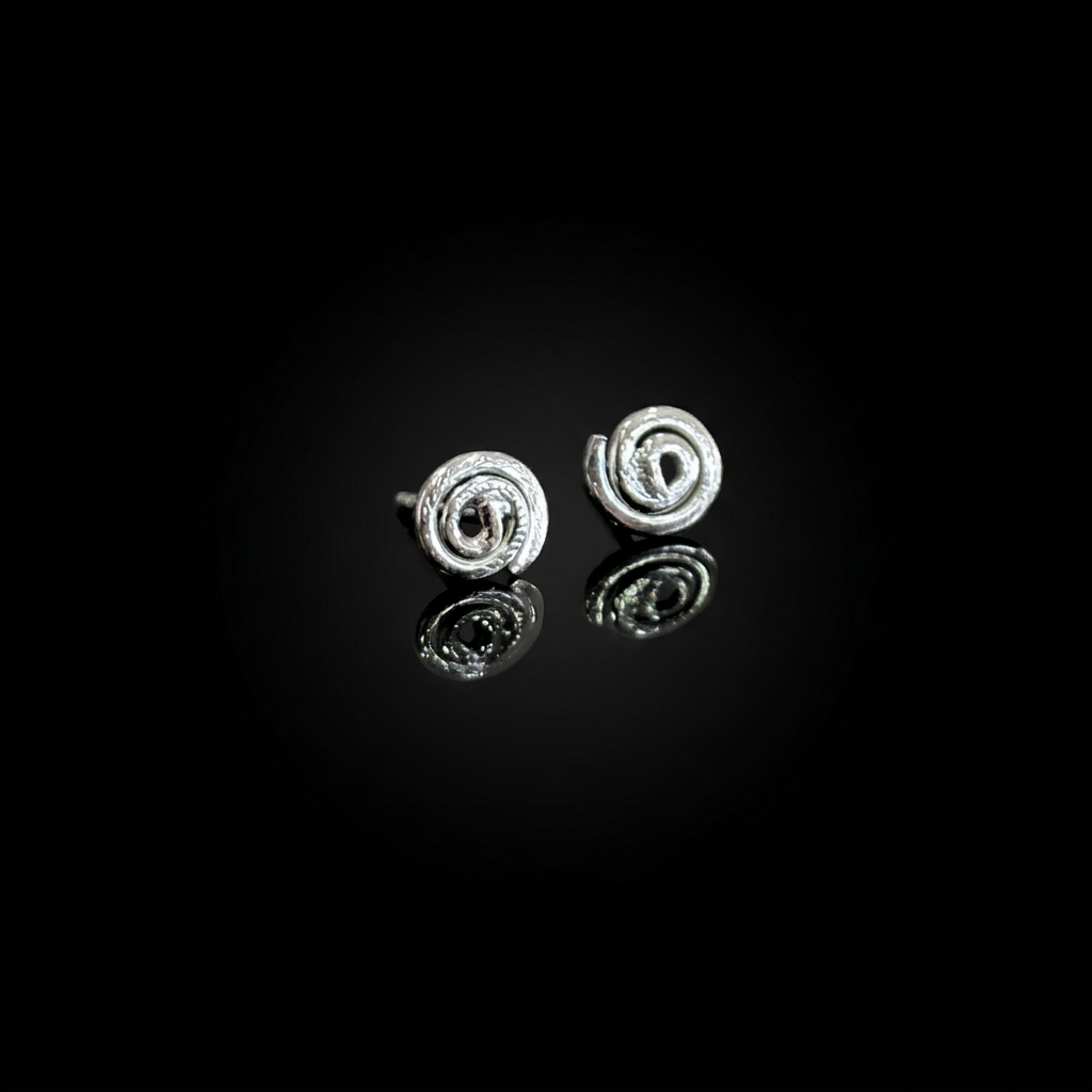 Abstract Illusion Sterling Silver Ear Tops
