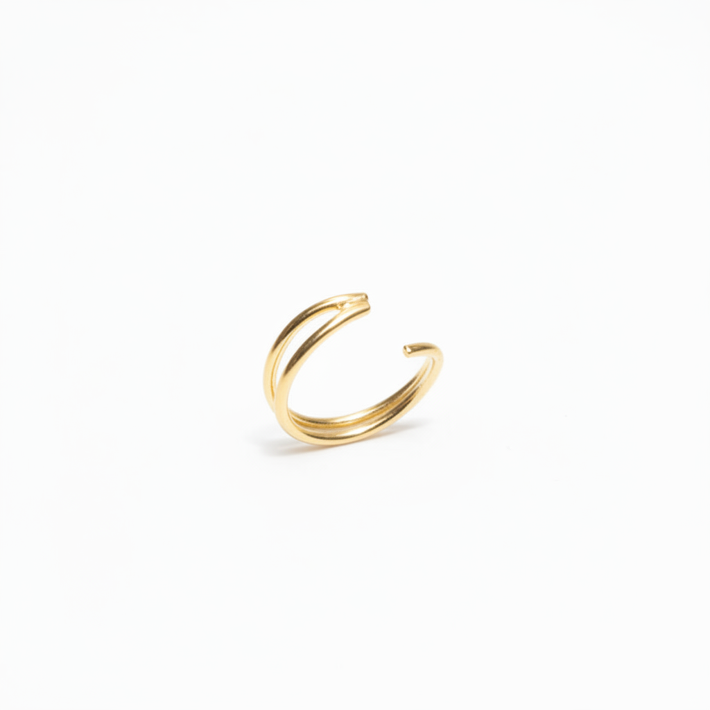 Twin Orbit Silver Nose Ring – 92.5 Sterling Silver (golden polished)