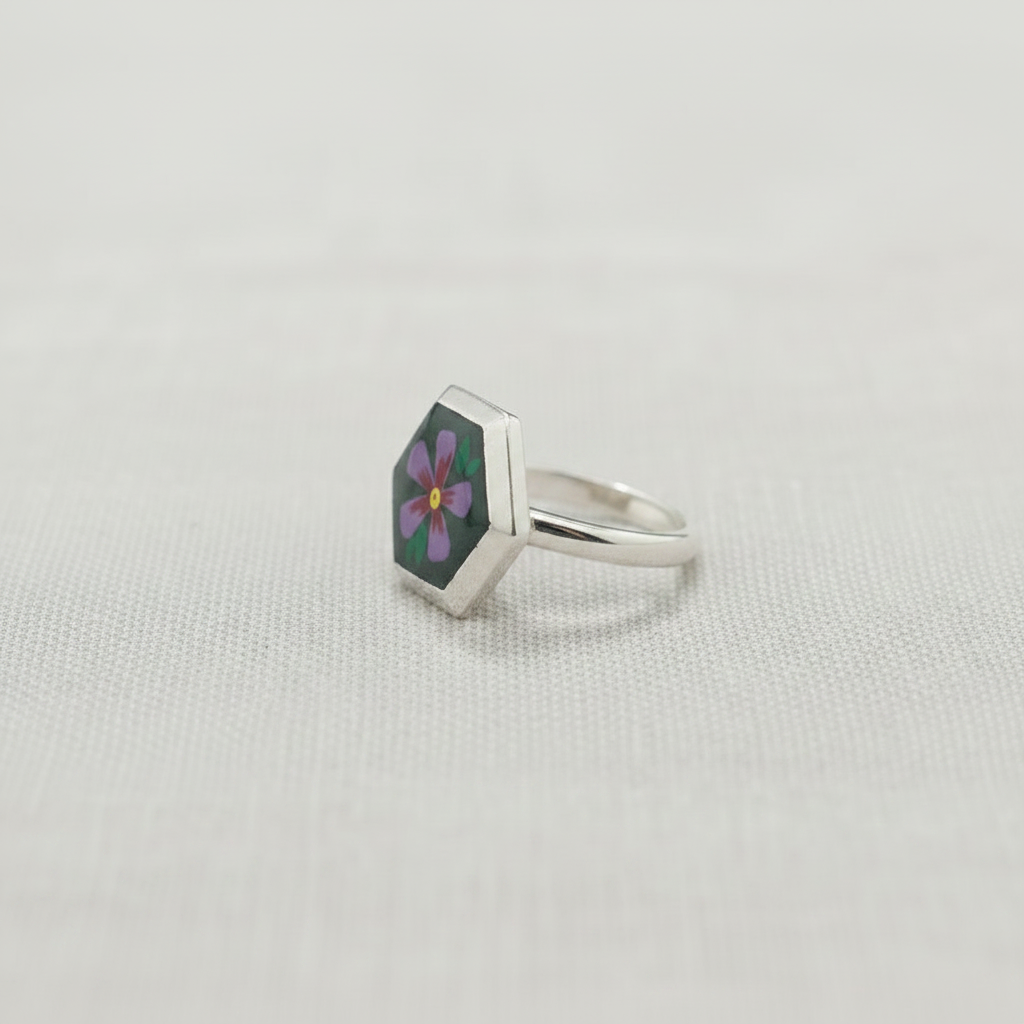 Noyoner Tara | Nayantara Phool Handpainted Brass Ring