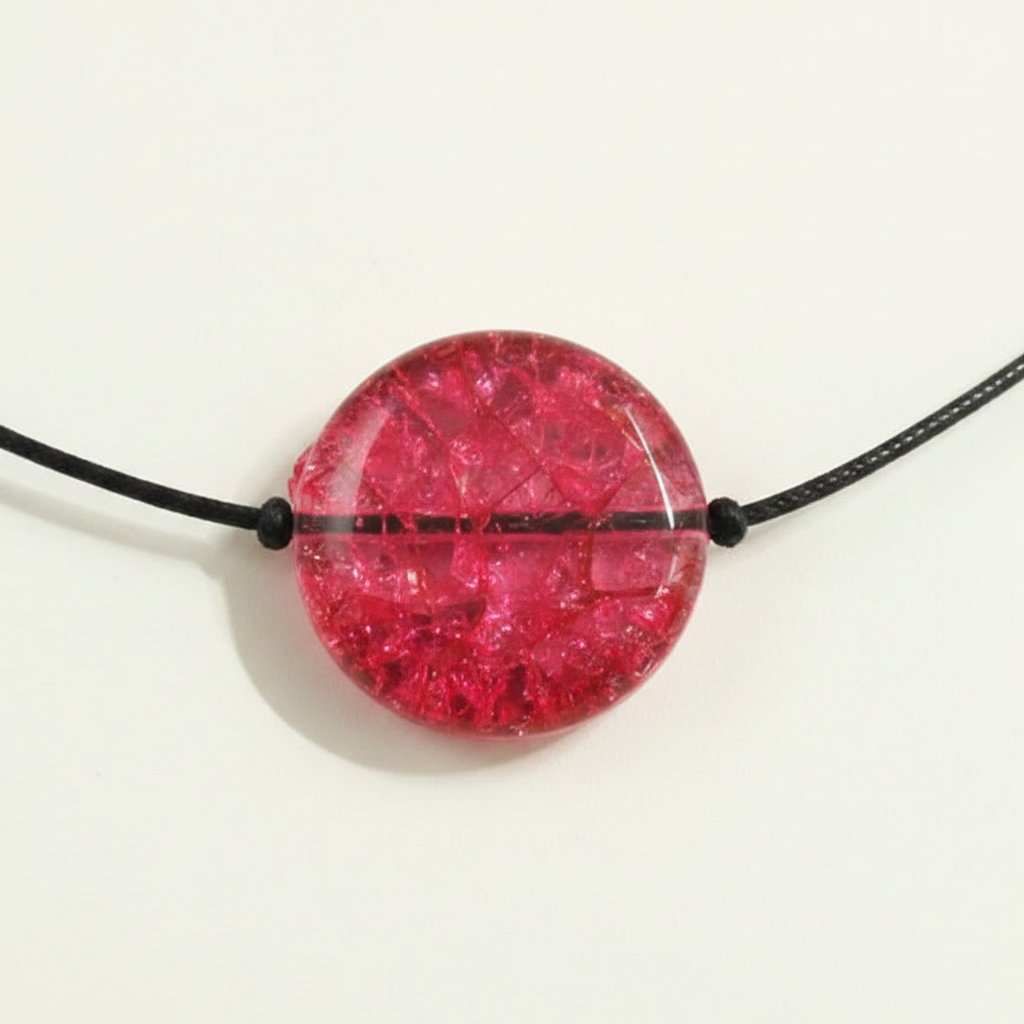 Bright Pink Fibre & Thread Anklet