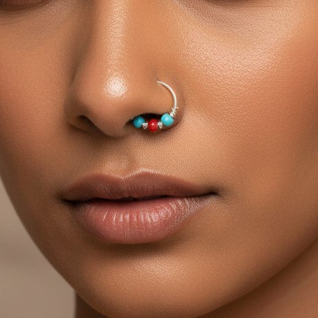 Nomad Bead 92.5 Sterling Silver Nose Ring