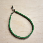 Plain Glass Beaded Anklet : Green