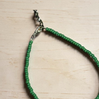 Plain Glass Beaded Anklet : Green