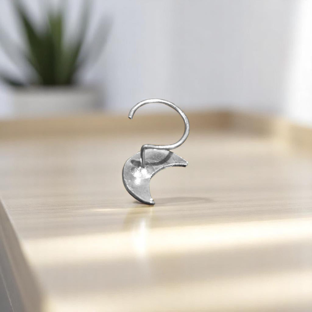 Buy gulaabi crescent silver nosepin online India MYRA