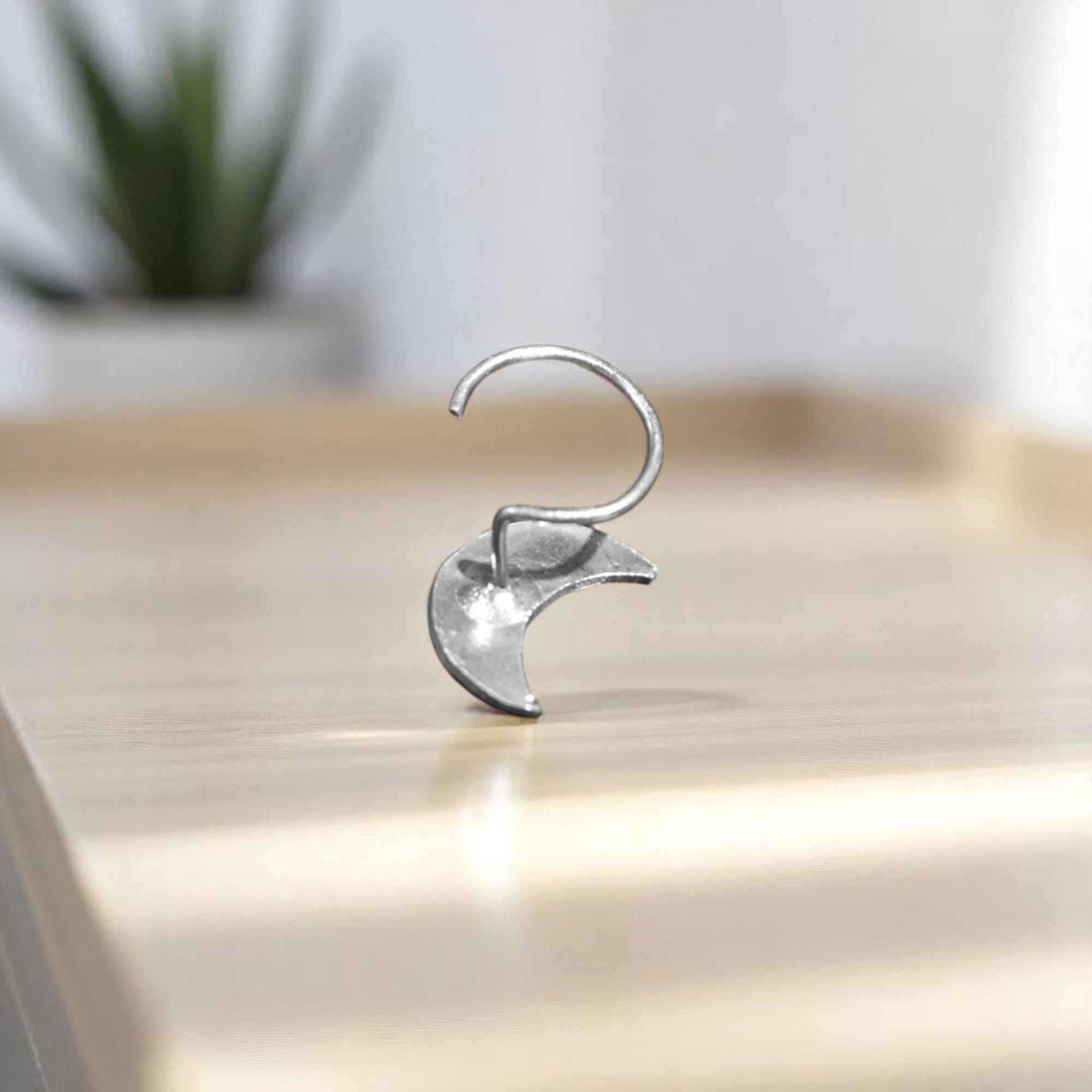 Buy gulaabi crescent silver nosepin online India MYRA