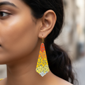 Handpainted Amber Cut Earrings