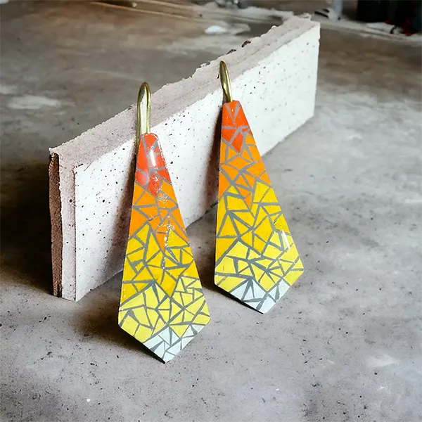 Handpainted Amber Cut Earrings