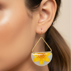 Handpainted Amber Petal Earrings
