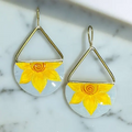 Handpainted Amber Petal Earrings