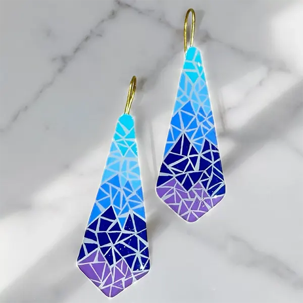 Handpainted Azure Sea Kintsugi Earrings
