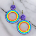 Handpainted Concentric VIBGYOR Polo Earrings