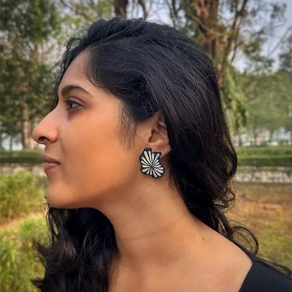 Handpainted Enigma White Boom Earrings